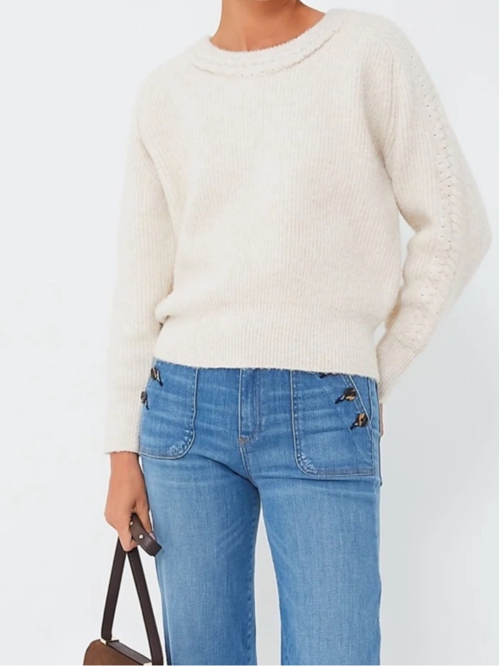 NWT HYACINTH HOUSE Tuckernuck Cream Braided Harlow Sweater XL